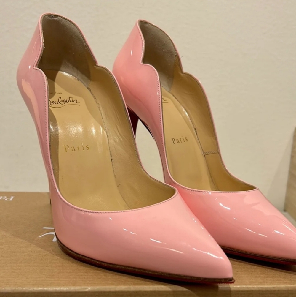 Christian Louboutin Pink Hot Patent Red Sole High-Heel Pumps